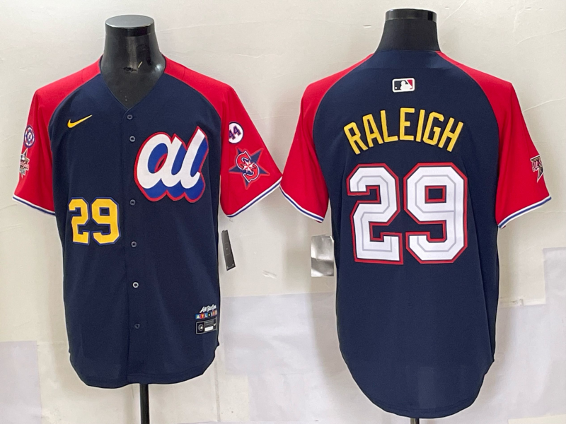 Men Seattle Mariners 29 Raleigh Blue MLB All star Nike 2025 Jersey style 0011